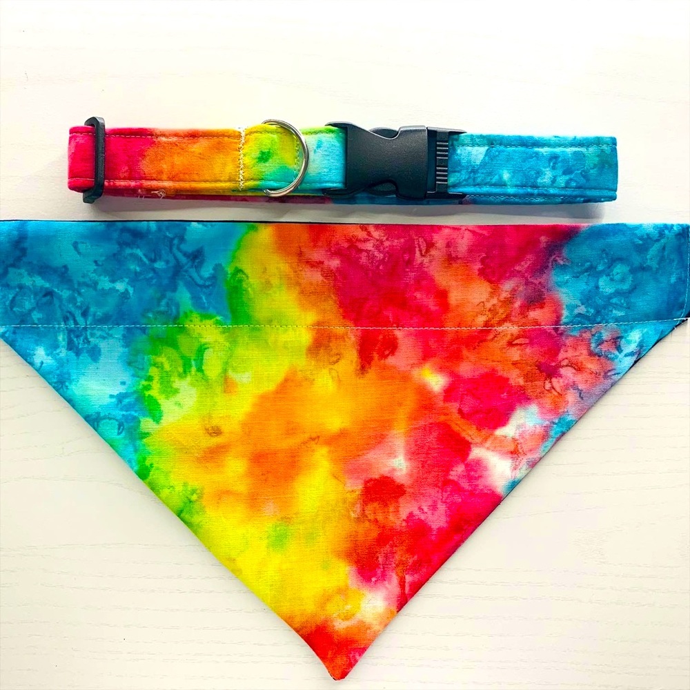 Tie die collar and bandana